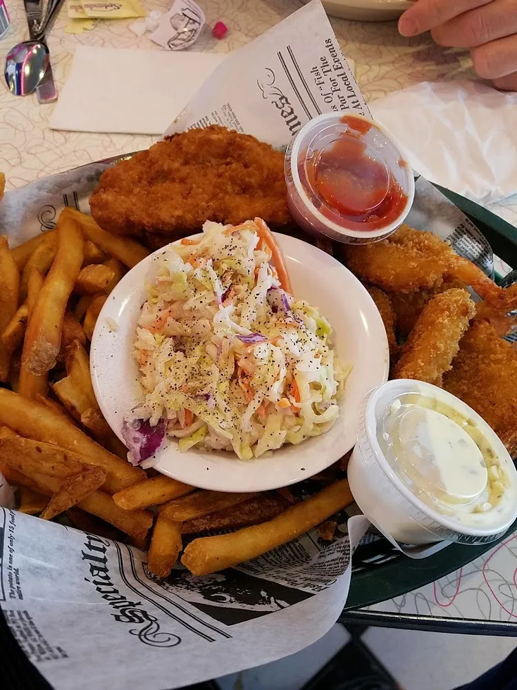 Chicken Tenders 2 Fish w Fries & Slaw
